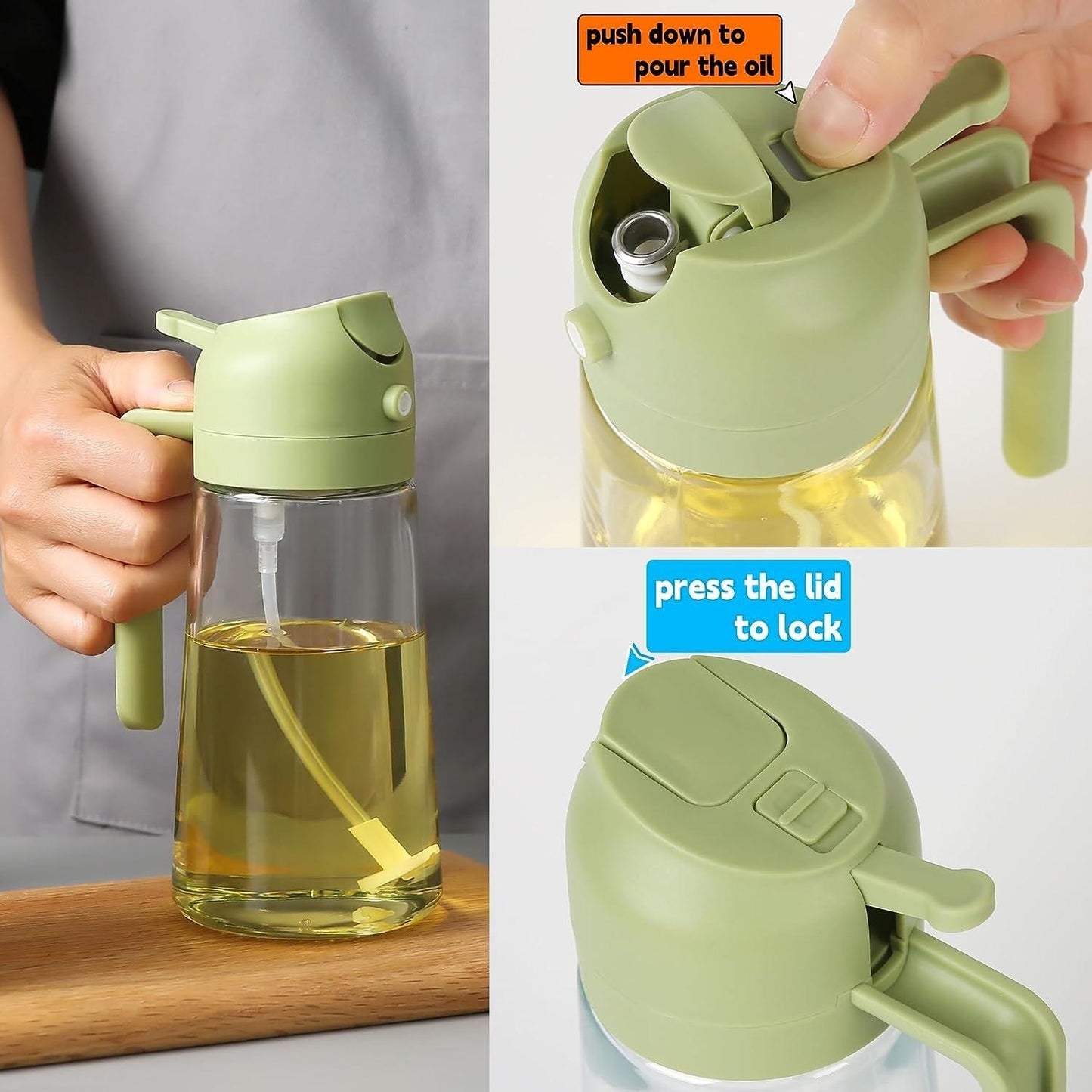 Multipurpose Oil Sprayer and Dispenser Glass Jug with lock system (500 ML)